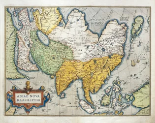 Mapa Asie z knihy Theatrum Orbis Terrarum od Abrahama Ortelia