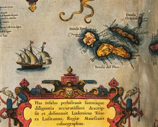 Mapa Azorských ostrovů ze Světového divadla od Abrahama Orteliuse