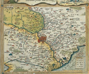Mapa regionu Lazio, z Divadla světa od Abrahama Ortelia