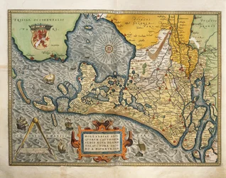 Mapa Nizozemska, ze Světového divadla od Abrahama Ortelia