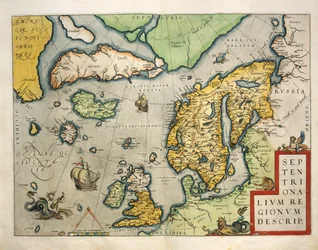Mapa severní Evropy, ze Světového divadla od Abrahama Ortelia