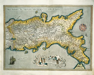 Mapa Neapolského království, Itálie, z Theatrum Orbis Terrarum od Abrahama Ortelia