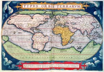 Mapa světa: „Typus Orbis Terrarum“, z Orteliusova „Americasive New World“