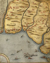 Přístav Palos v Andalusii, z knihy Theatrum Orbis Terrarum od Abrahama Ortelia