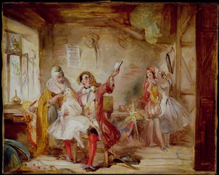 V zákulisí Theatre Royal, možná zobrazující Ira Fredericka Aldridge (1807-67) zkouší Othella, 1862