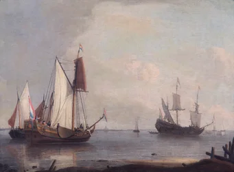 Dutch Shipping In A River (olej na plátně)