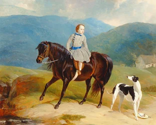 Mistr Edward Coutts Marjoriebanks na svém poníkovi, kolem roku 1851 (olej na plátně)