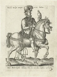 Holandský šlechtic na koni sokolnictví