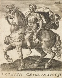 Octavius Caesar Augustus z dvanácti Caesarů na koni, ca. 1565-1587., ca. 1565-1587.