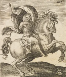 Sergius Galba z Dvanáct Caesarů na koni, c1565-1587.