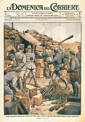 Rakouští barbaři se připravují na ofenzívu na dolním Isonzu, ilustrace z La Domenica del Corriere, 23. července