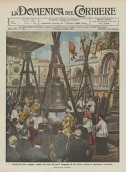Požehnání zvonů udělených papežem pro novou zvonici San Marco, stále ve výstavbě, v Benátkách