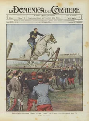 Mezinárodní koňská soutěž v Římě, živý kůň vyhrává závod ve výšce skokem 2,20 metru