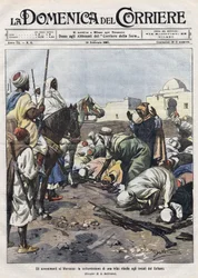 Události v Maroku: vzbouřenecký kmen se vzdává zástupcům sultána. Ilustrace Beltrame. La Domenica del Corriere