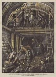 Ukončení prací na tunelu Simplon, posledním kameni vnitřního obkladu (18. října)