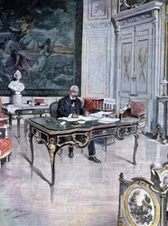 Prezident Francouzské republiky Félix Faure v roce 1899 Ilustrace Achille Beltrame