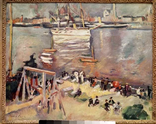Vstup do korvety v antverpském přístavu Obraz Othona Friesze (1879-1949) 1906 Soukromá sbírka