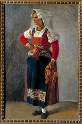 Portrét rolníka poblíž Říma Obraz Achille Michallon (1796-1822) 19. století Sun. 0,36 x 0,25 m