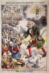 Voltaire není spokojený s Achille Lemot (1846-1909) - Karikatura na Francs Macons - v „Pelerin“ 25/04/1909 (rytina)