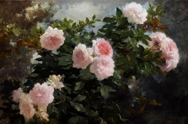 Zátiší s růžemi. Obraz Achille Theodore Cesbron (1849-1913) Soukromá sbírka.