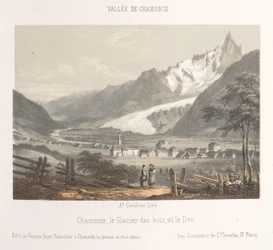 Pohled na Aiguille de Bionnassay s ledovcem Aiguille et Glacier de Bionnassay (název na objektu) Memory of Chamonix-Mont-Blanc (název série) Museum du Mont-Blanc (název série na objektu)