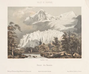 Zicht op de Mont Blanc vanaf de Col des Montets Pohled na Mont Blanc z Les Montets. Cesta do Martigny (název na objektu) Herinnering v Chamonix-Mont-Blanc (název série) Museum of Mont-Blanc (název série na objektu)