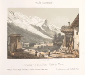 Zicht op de valley van Chamonix vanaf de pas Les Montées Vstup do údolí Chamonix u Montées (název na objektu) Herinnering v Chamonix-Mont-Blanc (název série) Museum of Mont-Blanc (název série na objektu)