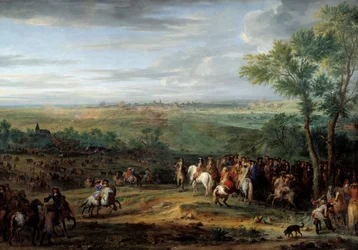 Příjezd Ludvíka XIV. do tábora před Maestrichtem (dnešní město Maastricht) v červnu 1673. Obraz Adama Francoise Van Der Meulena (1632-1690)