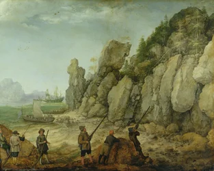Detail lovu divoké kozy na pobřeží, 1620