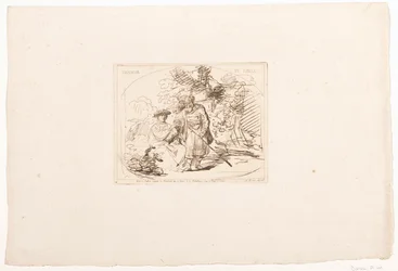 Juda dává Támar svůj pečetní prsten Tamar et Judas (titul na předmětu) Šest tisků podle kreseb Rembrandta, uchovávaných v Hofbibliothek ve Vídni (název série) Six estampes gravées d