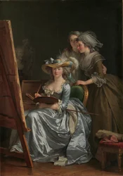 Autoportrét se dvěma žáky, Marie Gabrielle Capet a Marie Marguerite Carreaux de Rosemond