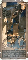 Reklamní plakát pro „Corriere della Sera“, vytištěný v Miláně, 1898