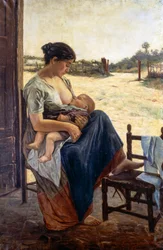Mateřství, Adolfo Tommasi (1851-1933), olej na plátně
