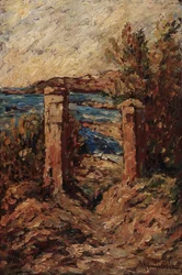 Portál Cassis, Krajina u moře Malba Adolpha Monticelliho (1824-1886) Rozměr 45x30 cm Musee Grobet-Labadie