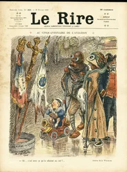 Ilustrace Adolphe dit Willette (1857-1926) pro obálku Le Rire, 26. 2. 10 - K padesátému výročí letectví - letectví, móda, klobouk, nehody, katastrofy