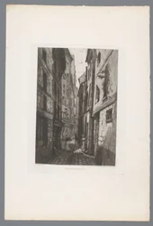 Gezicht op de Rue Saint Eloi Stará Paříž Rue Saint Eloi (název na objektu) Francie etsen uit 1874 (název série) Lept v roce 1874 (název série)