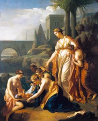 Mojžíš zachráněn před vodou, Adriaen van der Werff (1659-1722), 75x60 cm, olej na panelu