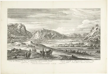 Pohled na hrad Joux Veuë du Chasteau de Joux sur la frontiere de la franche Comté (název na objektu)