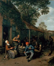 Rolníci kouří a hodují mimo krčmu, 1676