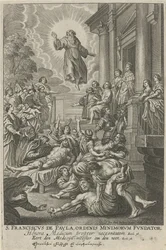 H. Franciscus van Paola geneest de zieken Sv. František de Paula, zakladatel řádu minoritů (titul na předmětu)