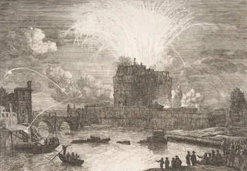 Ohňostroj v Římě nad Castel Sant
