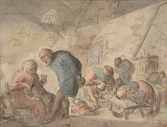 Sedláci pijí, verso: náčrtky sedláků, 1610-85.