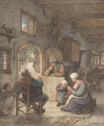 Čtení zpráv na chalupě tkalců, 1673.