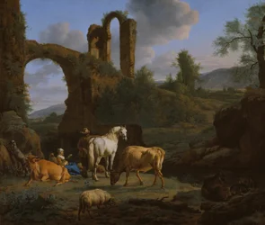 Pastorační krajina s ruinami, 1664.