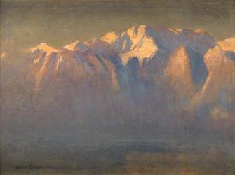 Mont Blanc (olej na plátně položeném na palubě)