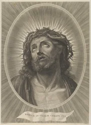 Hlava Krista vzhlíží s trnovou korunou, v oválném rámu, po Reni, ca. 1..., ca. 1653-67.