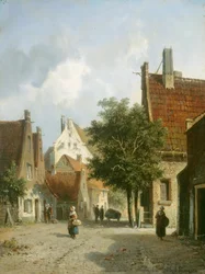 Amsterdamská pouliční scéna (olej na dřevě)