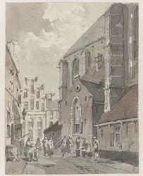 Pohled v Amersfoort, na pravé straně St. Joriskerk