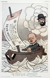 Karikatura na německého kancléře Gustava Stresemanna (1878-1929) a devalvaci marky - Ilustrace Adriena Barrèra (1877-1931) v «Fantasio» z 01/11/1923