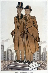 Les Rockefellers, starší a mladší, americký cresus - Ilustrace Adrien Barrere (1877-1931) ve „“Fantasio““ z 1.3.1930